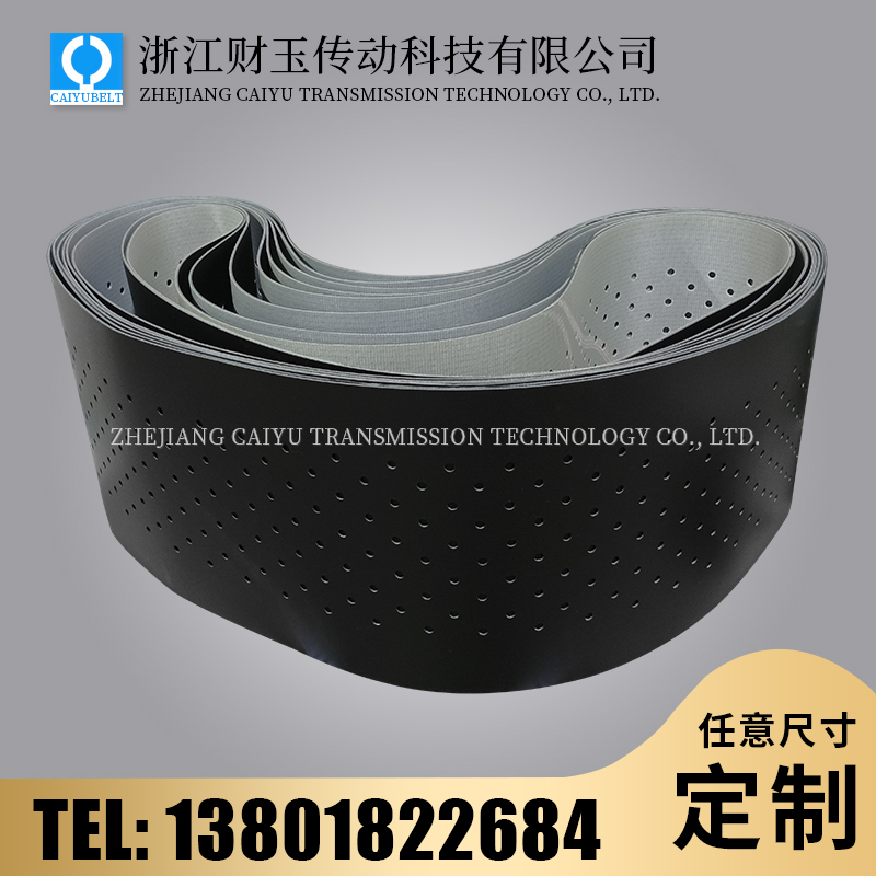 浙江财玉传动科技有限公司/CAIYUBELT/黑色亚光打孔输送带